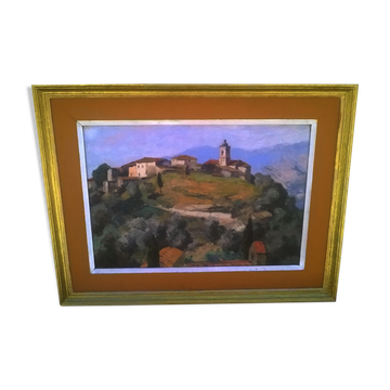 Painting of the town of castellar " Frédéric Léon Deshayes (1883-1970)"