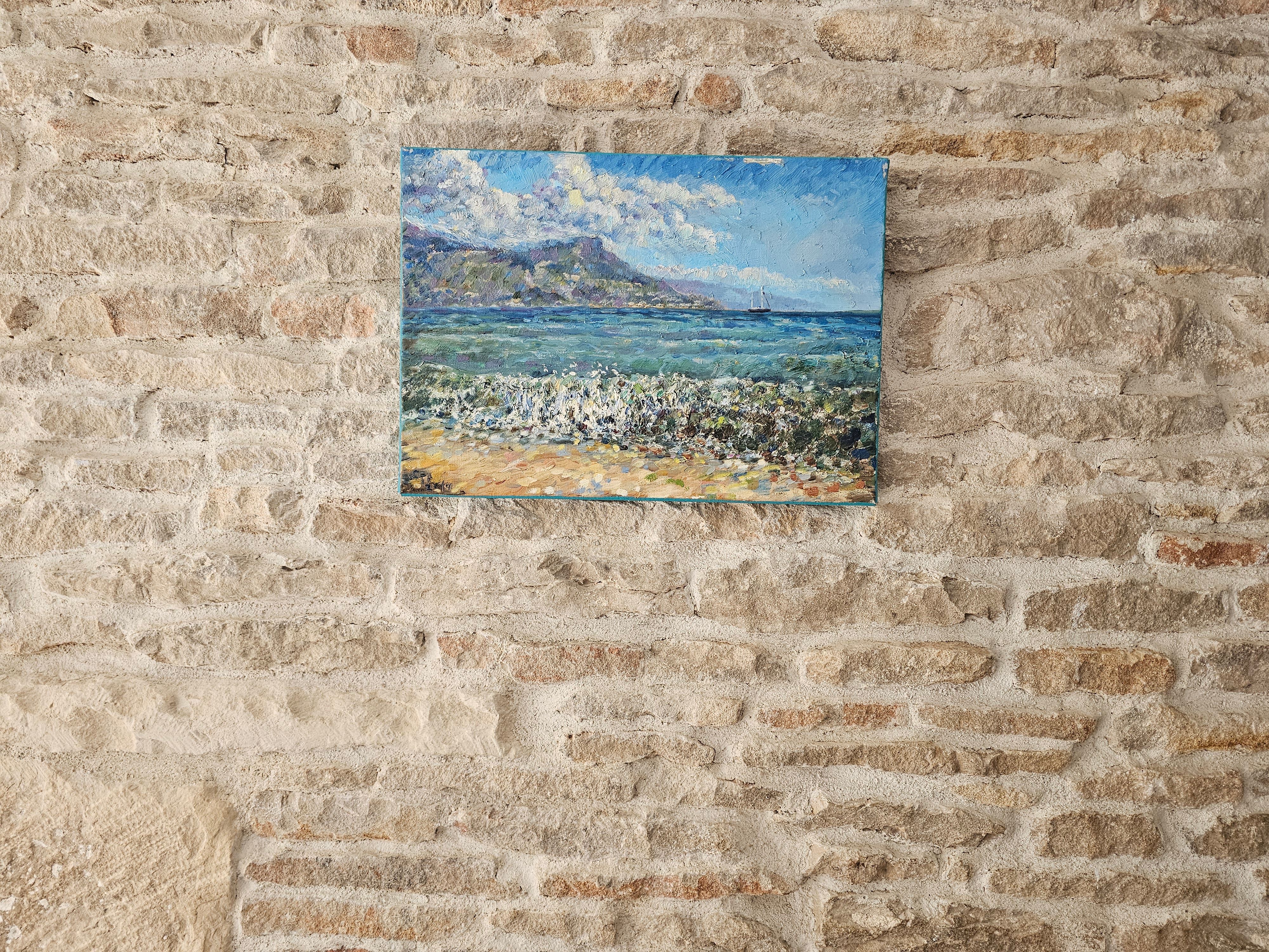 Oil painting on canvas - Seascape Cap Ferrat signed STAS Stanislav Dy