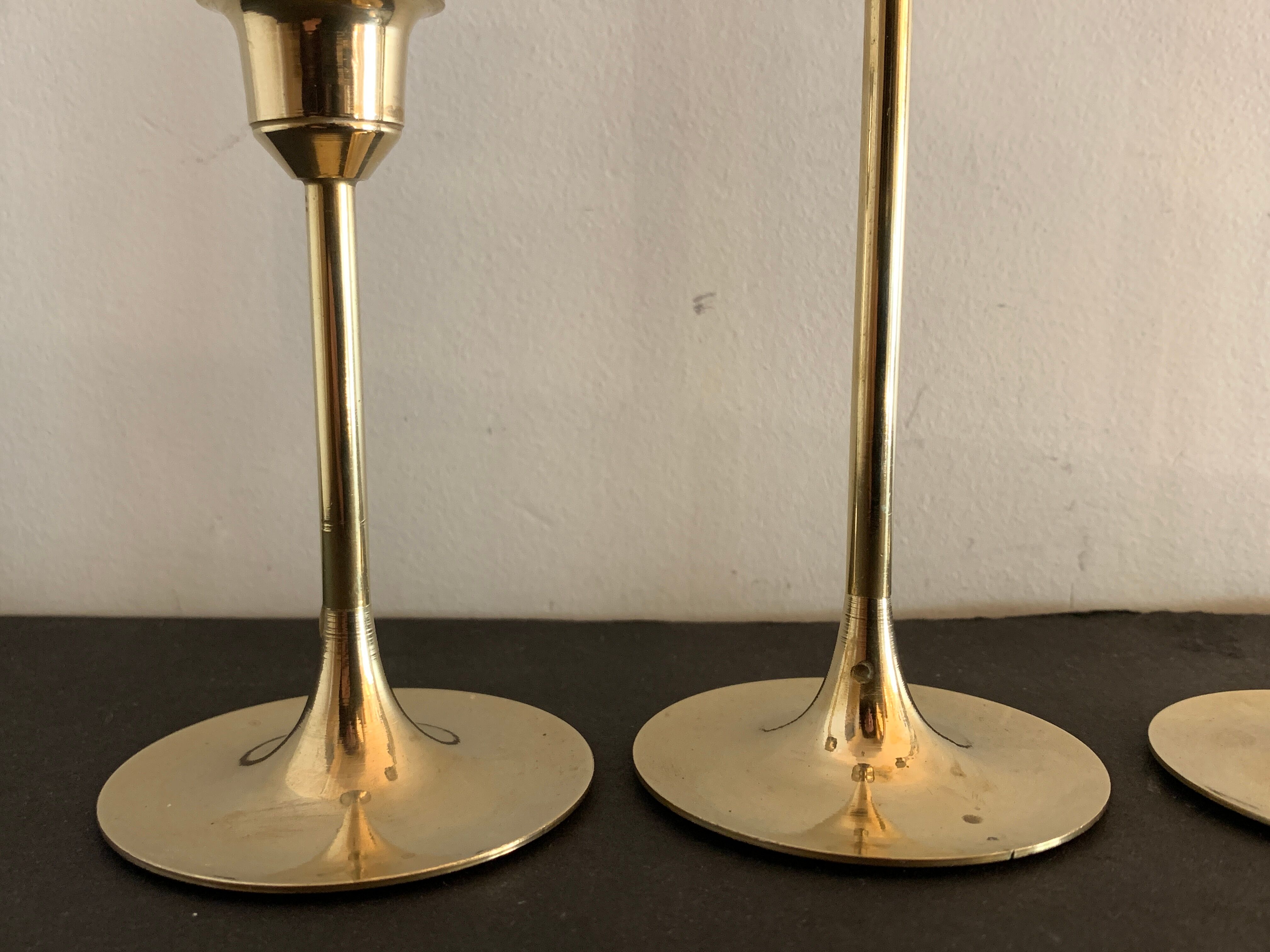 4 Scandinavian brass candle holders