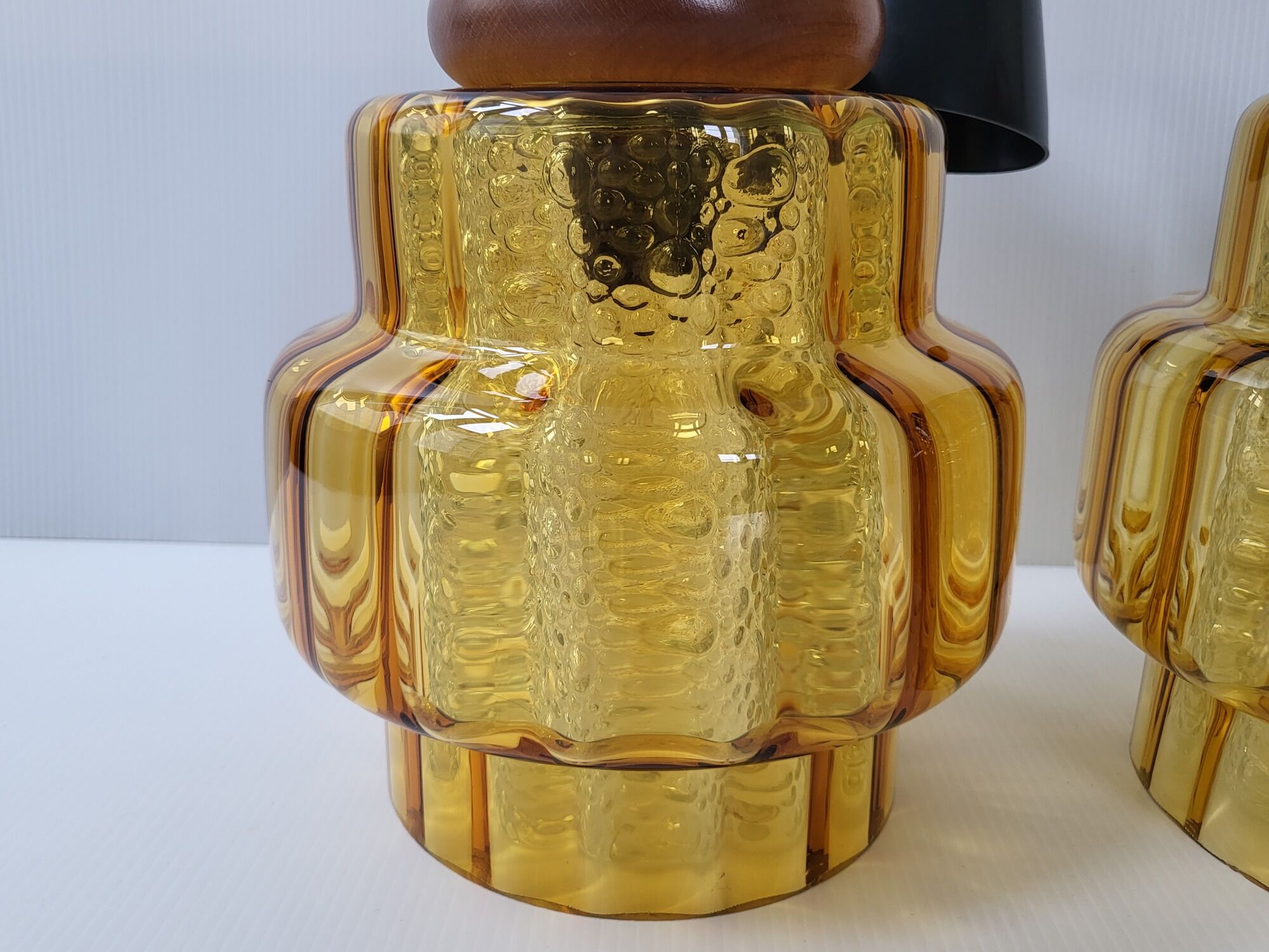 Pair of pendant lamps Carl Fagerlund Orrefors vintage 1960