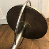Pedestal table with handle in chrome metal and black wood - Czechoslovak work, 1950: