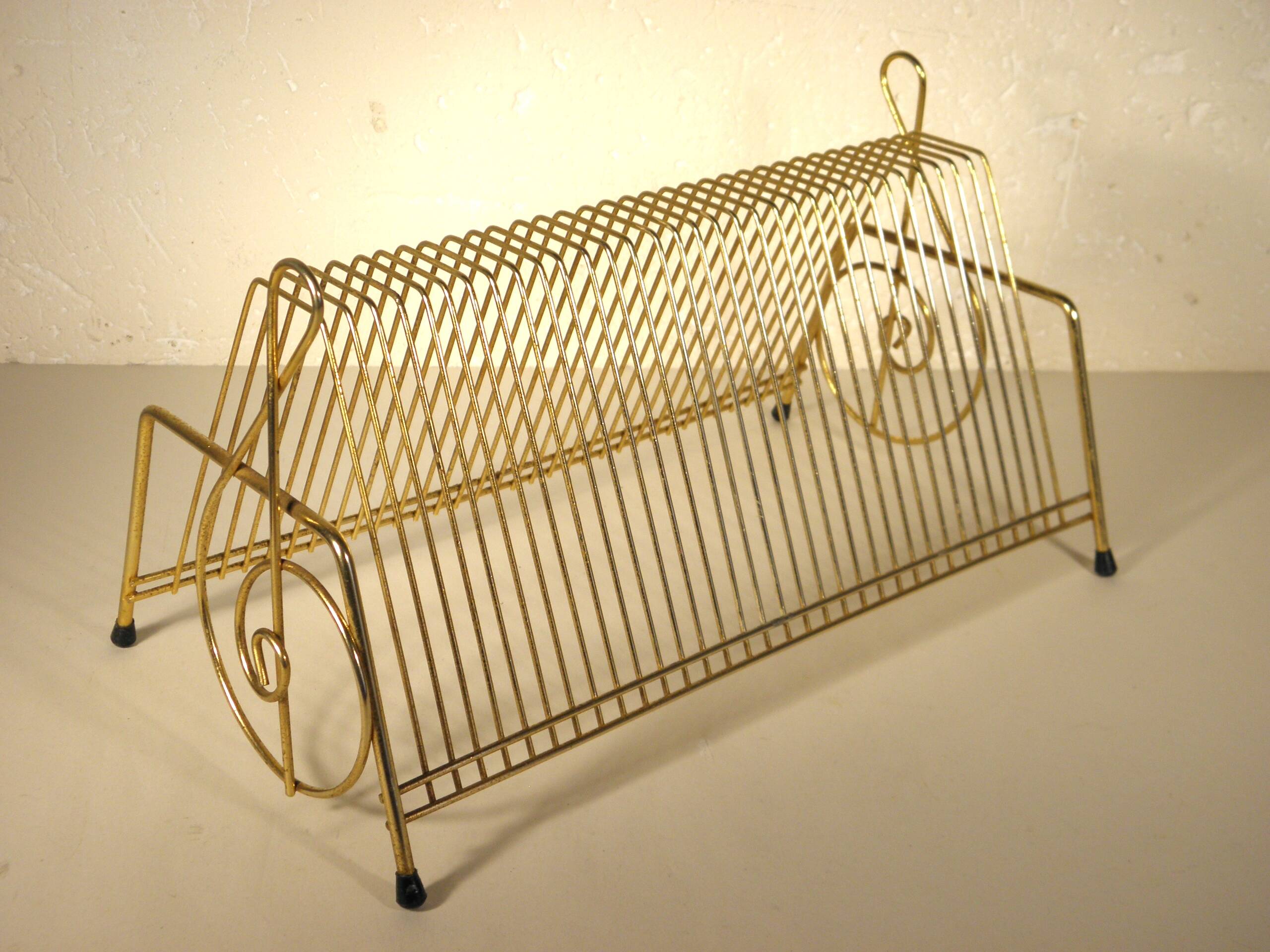 Gold metal vinyl holder from the 60s