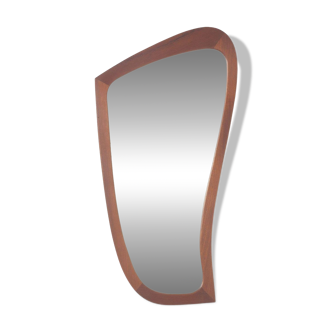 Danish mirror with teak edge and organic design, 1950s