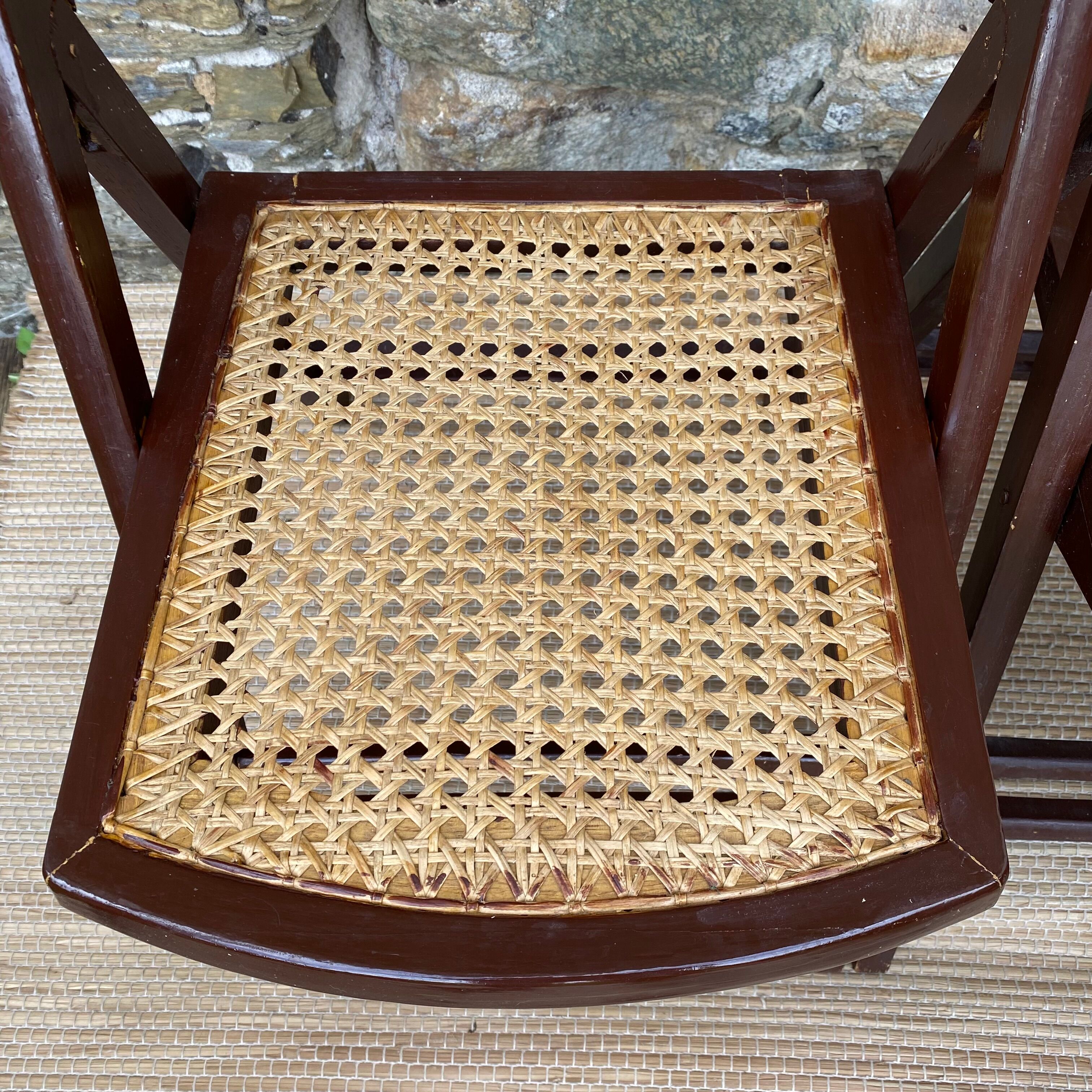Vintage folding chairs wood and canning