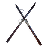 Paire de skis anciens en bois L=200cm