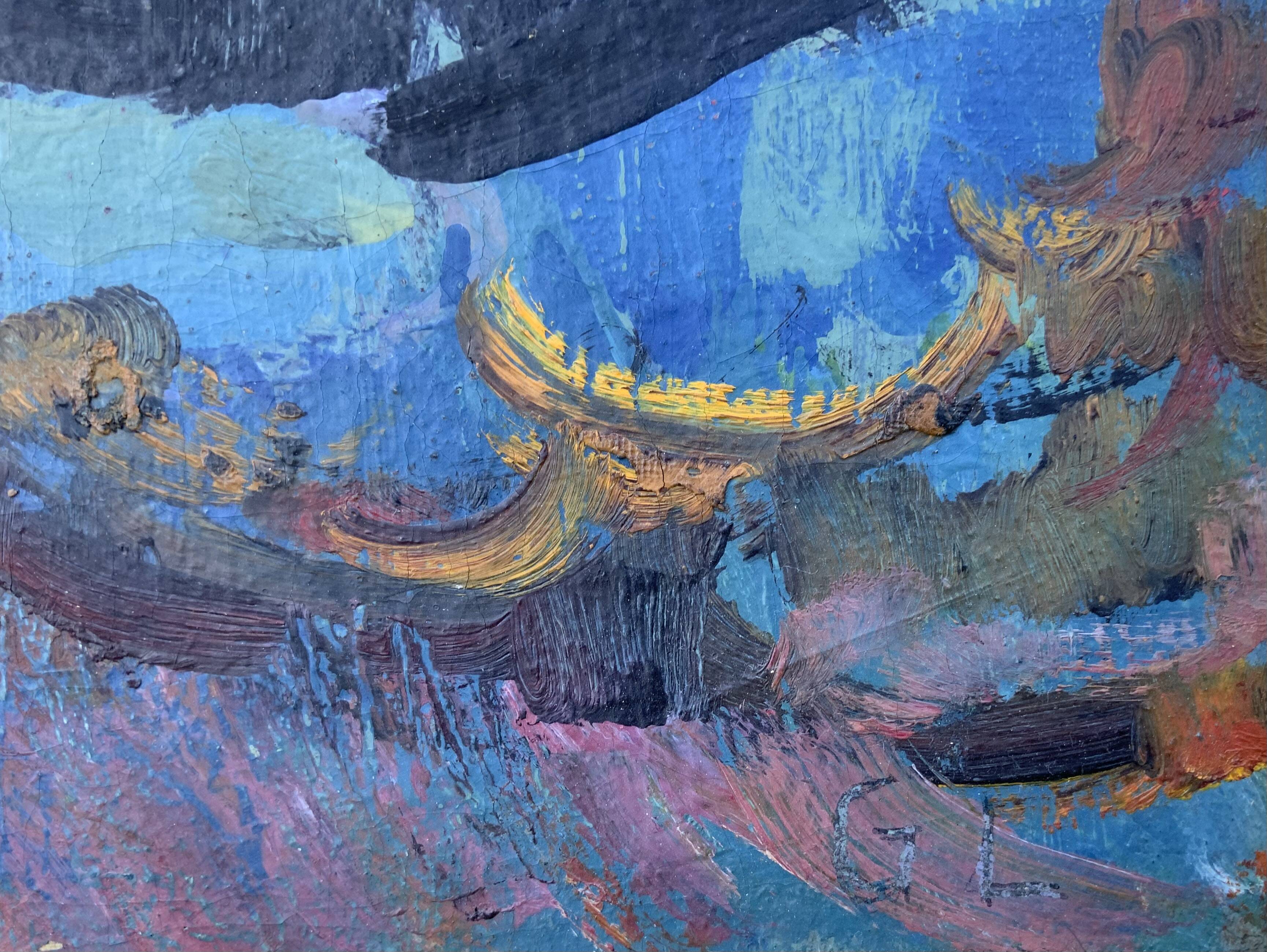 Vintage Modernists Oil Painting Abstract Landscape Gerhard Larsson 1960