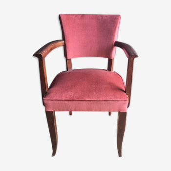 Fauteuil velours rose poudré