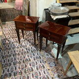 Pair of varnished mahogany bedside tables