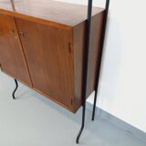 Vintage Italian double modular shelving unit in wood and metal