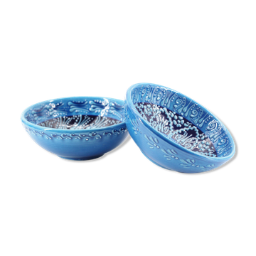 Lot of 2 blue ceramic bowls