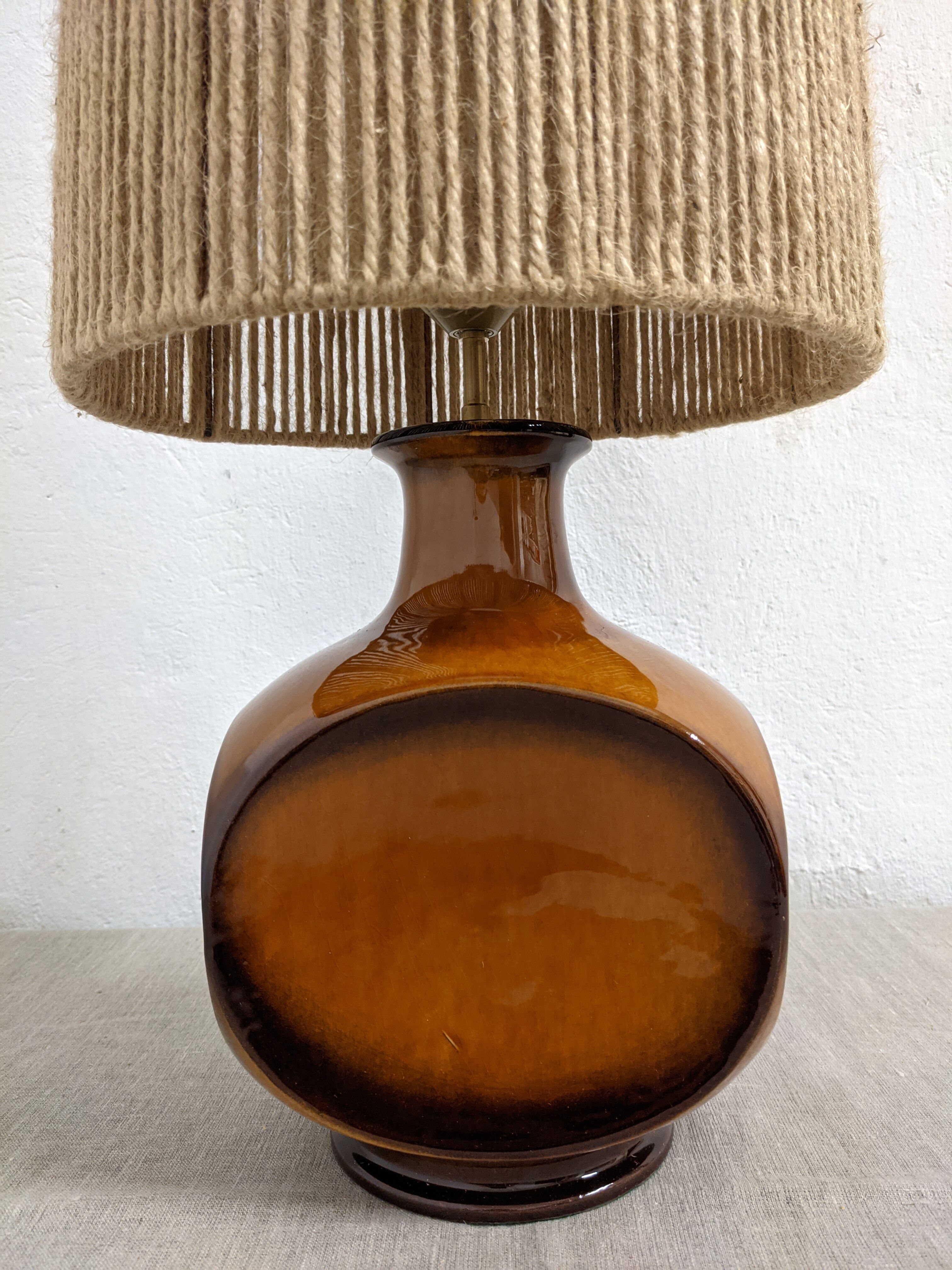 Vintage ceramic lamp and jute rope