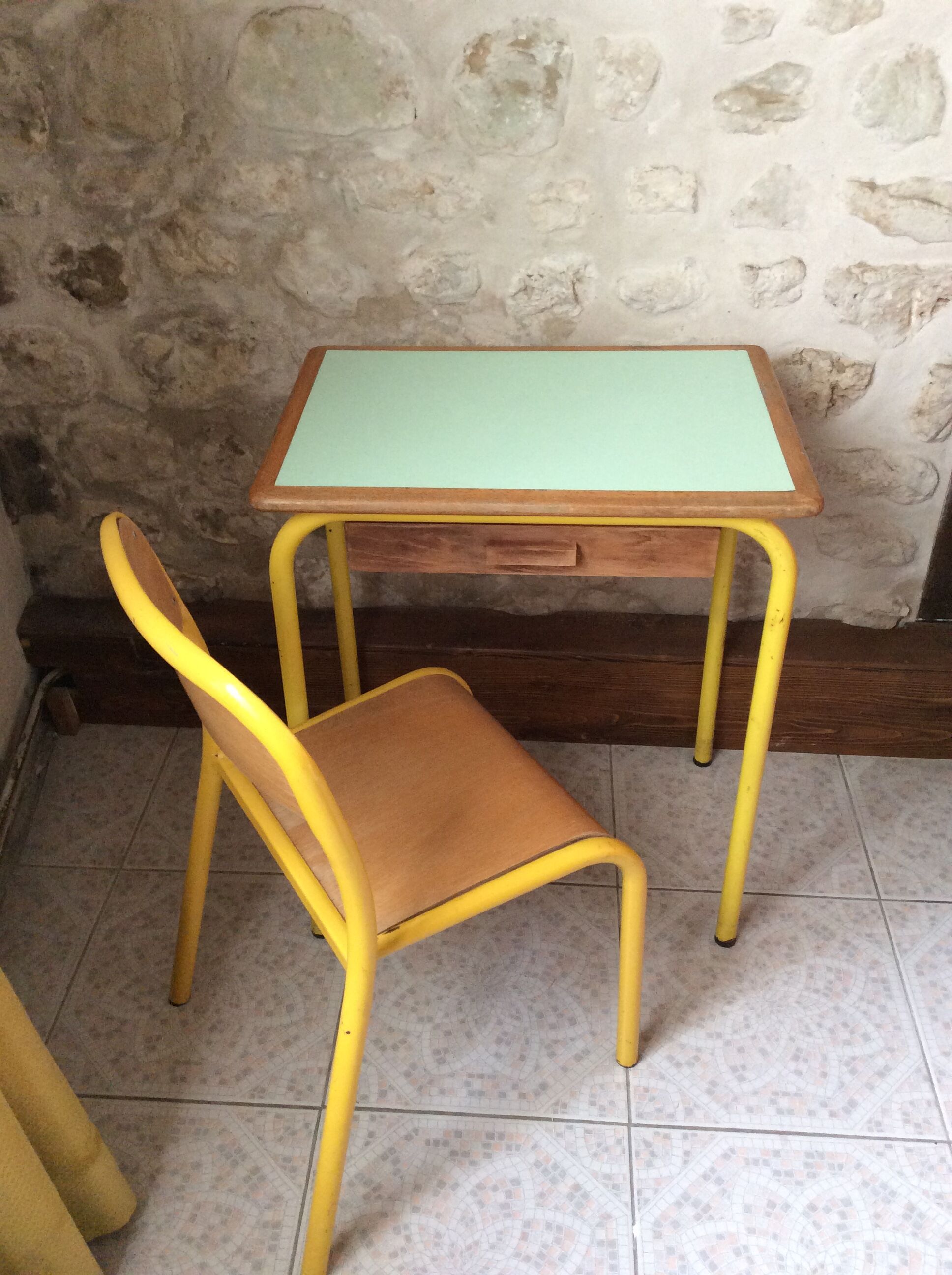 School desk and chair