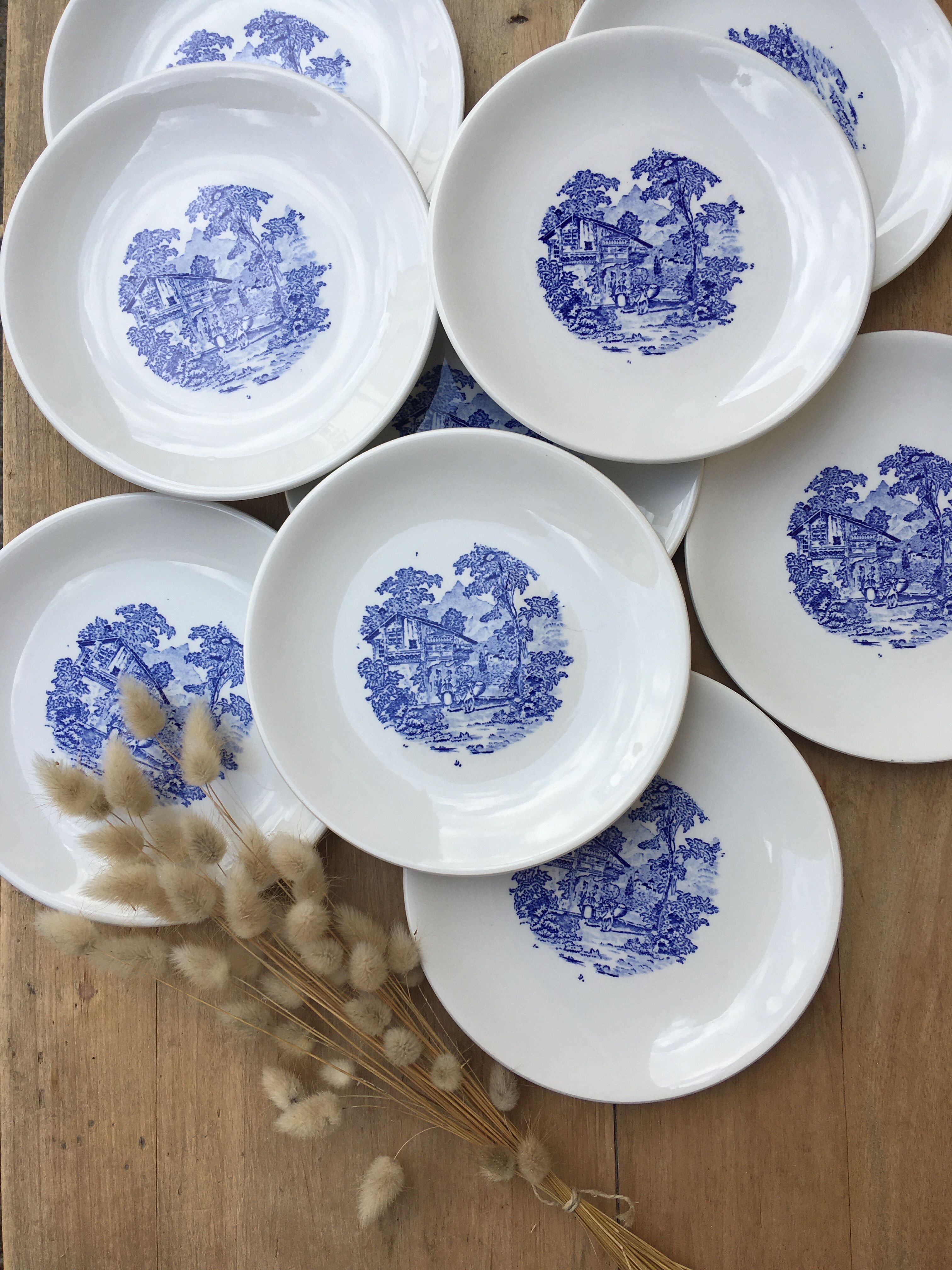 English dessert plates