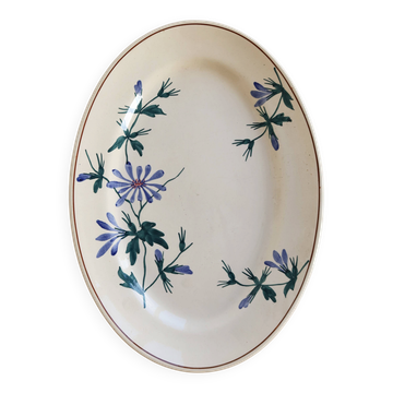 Plat de service ovale vintage terre de fer Longchamp modèle Edith