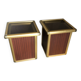 Set of 2 Italian design Hollywood Regency brass and mini bar coffee tables.