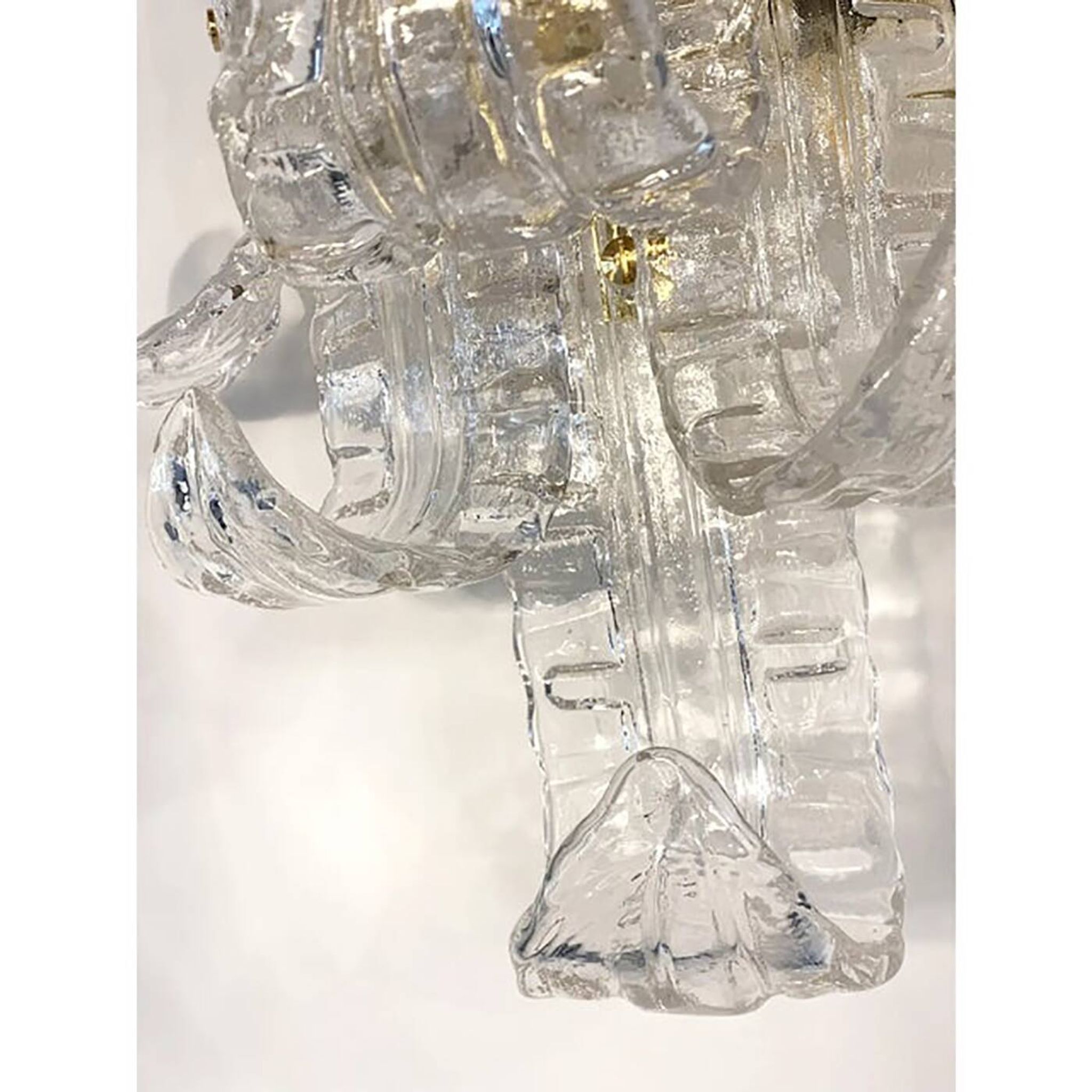 A Pair of Contemporary Transparent "Lingue" Murano Glass Wall Lamp in Barov