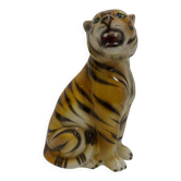 Statue de tigre en céramique de table Alcobaça Portugal Hollywood Regency vintage 1970