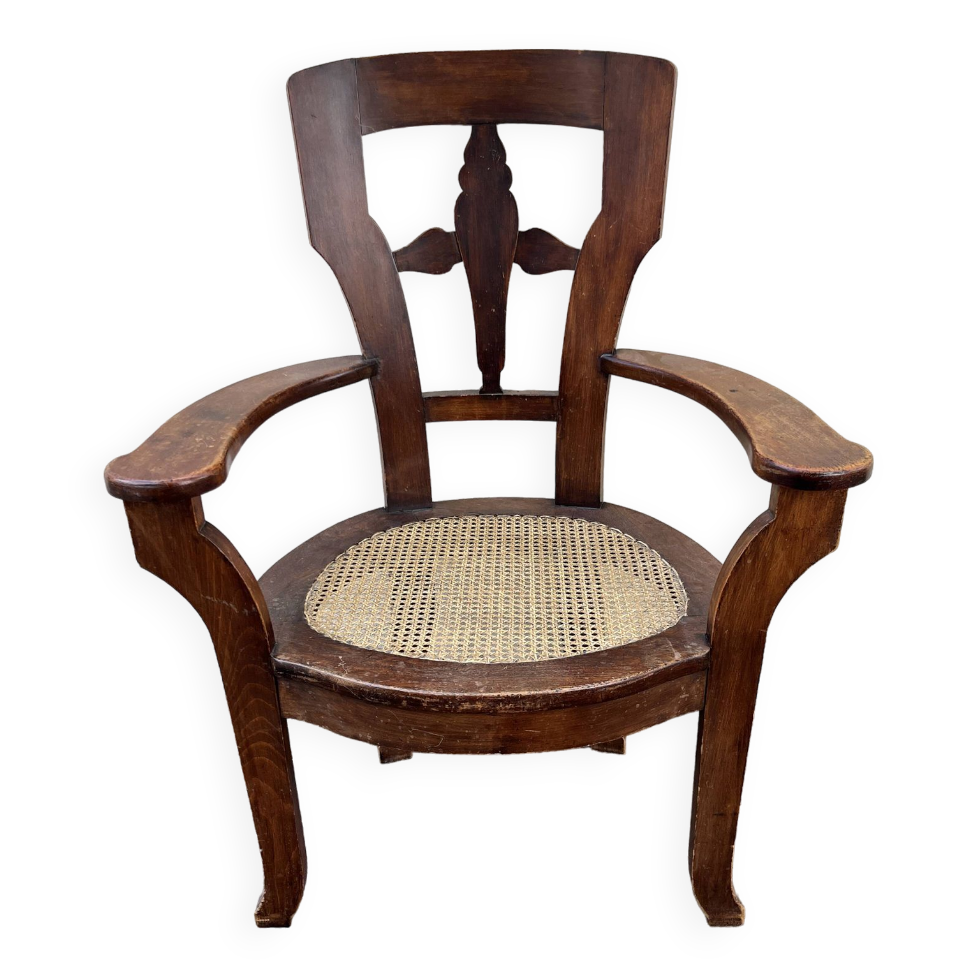 Large caned armchair