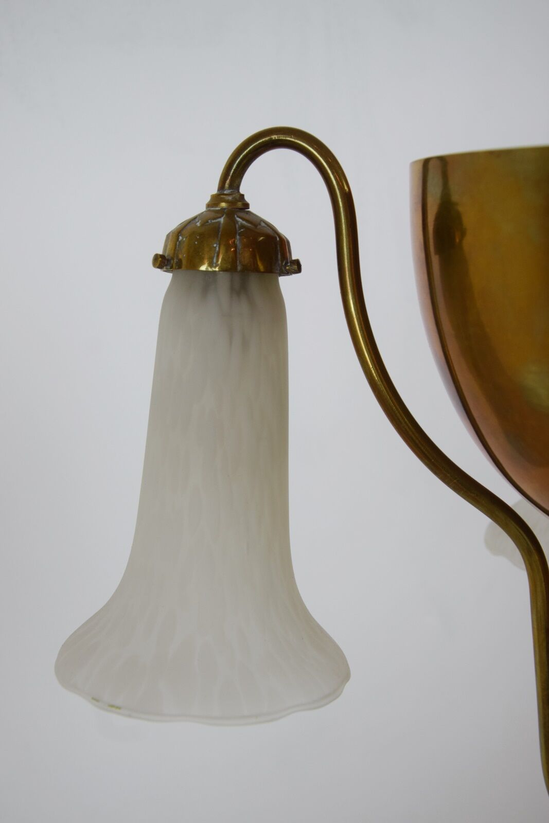 Brass suspension and art deco glass