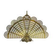 Vintage French brass fire screen, peacock design, 20th century.