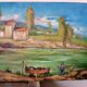 Tuscan landscape painting oil on panel signed