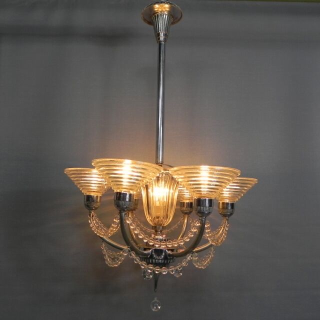 Art Deco hanging lamp G. Leleu