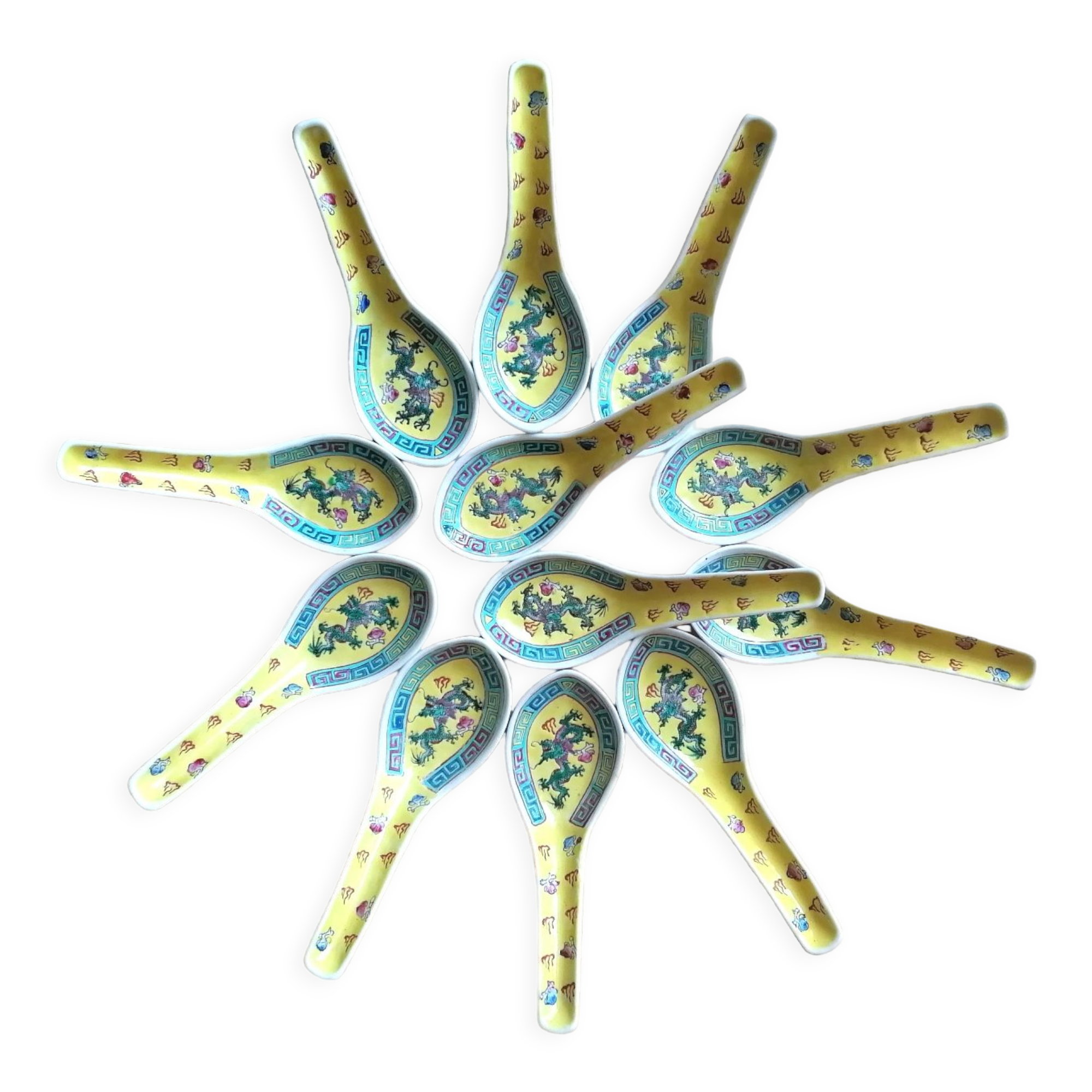 12 Chinese Mun Shou Spoons