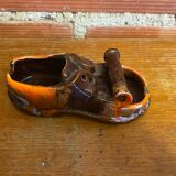 Cendrier ancien Vallauris céramique multicolore forme chaussure vintage