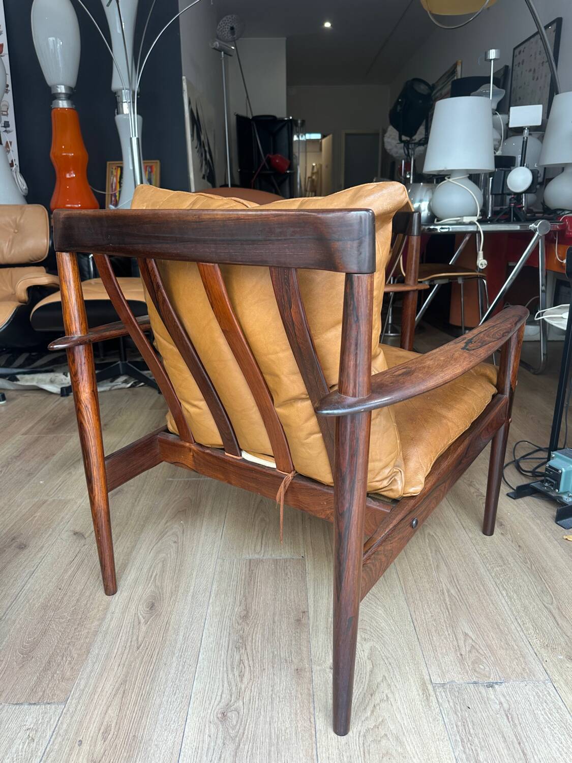 Pair of PJ 56 Grete Jalk armchairs in Rio rosewood, 60s