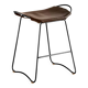 Tabouret de bar de cuisine contemporain Metal ahumado noir et cuir marron foncé
