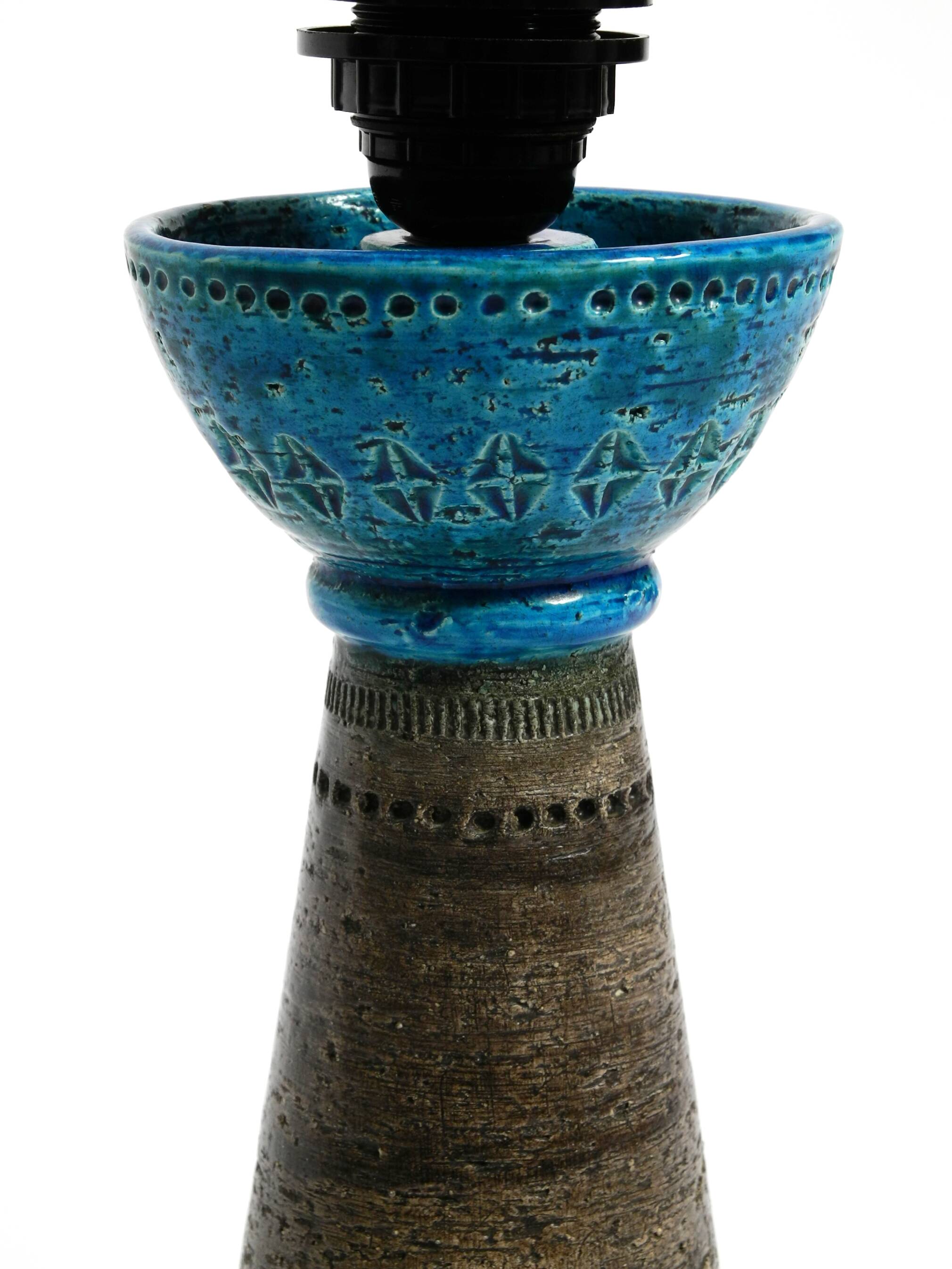 1960s Rimini Blue ceramic table lamp by Aldo Londi for Bitossi Italy