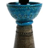 1960s Rimini Blue ceramic table lamp by Aldo Londi for Bitossi Italy