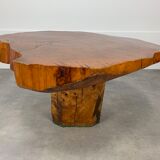 Brutalist tree trunk coffee table, solid wood