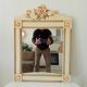 Vintage bohemian mirror from the 80s in carved wood.