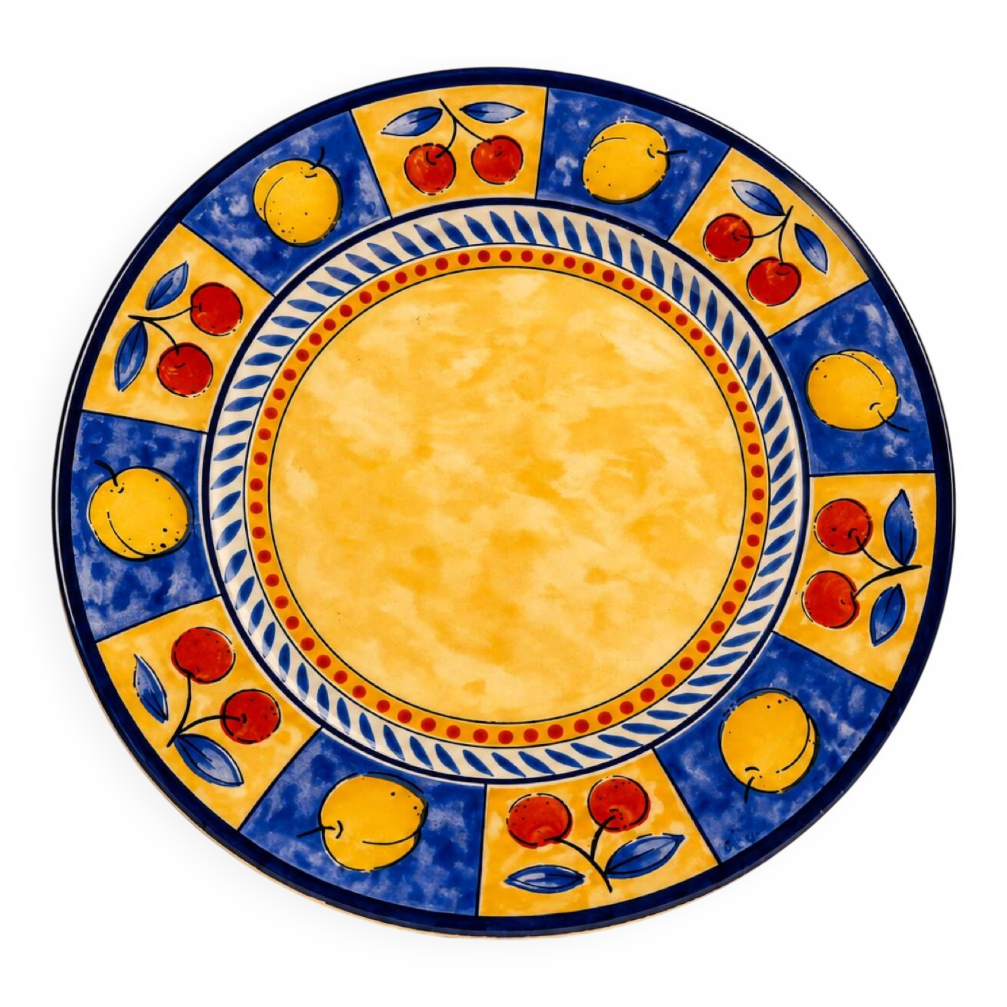Decorative plate Line Hostess signed Palluy – Lemons & Cherries