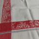 Antique red and white damask thread tablecloth ten napkins 150 X 190 cm