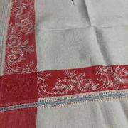 Antique red and white damask thread tablecloth ten napkins 150 X 190 cm