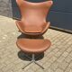 2x Fritz Hansen Egg Chair +1x Ottoman in Cognac leather NIEUW!!