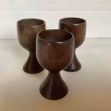Trio of wooden egg cups