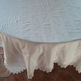 Old quilt cover Monogram white cotton damask fabrics