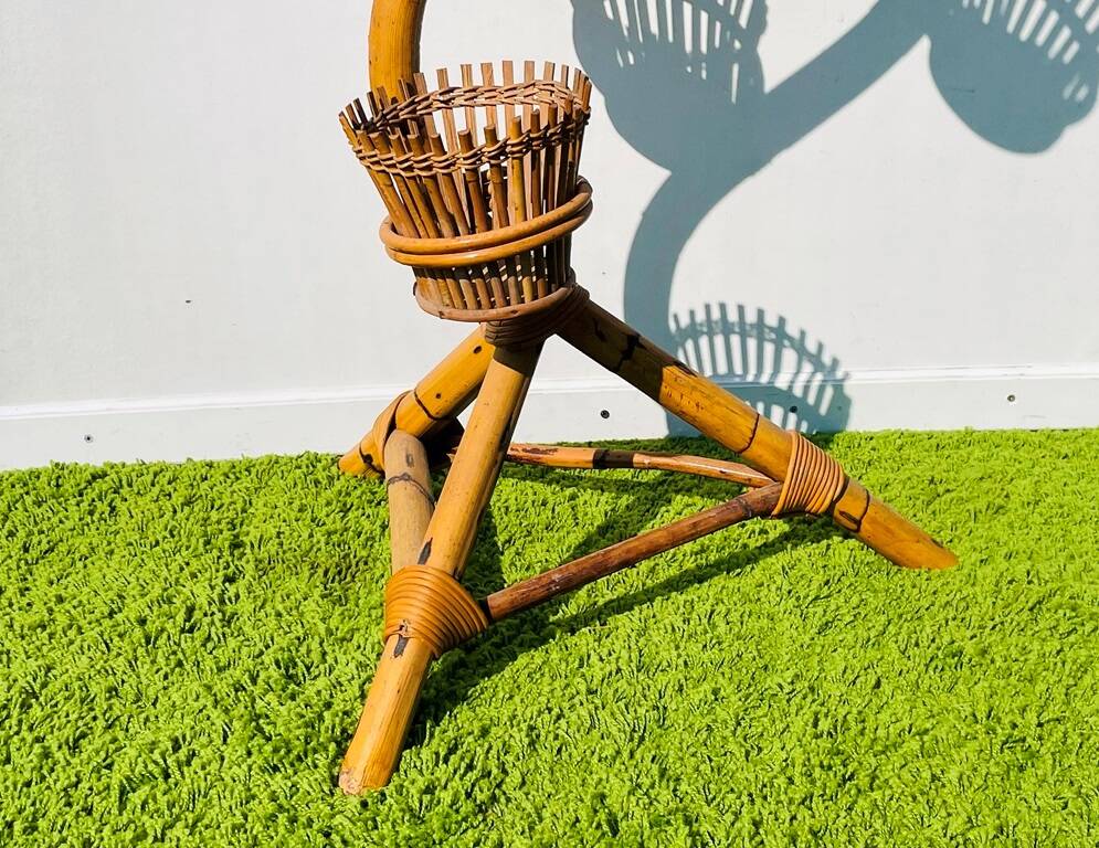 Bamboo snake plant holder. Vintage 50s.