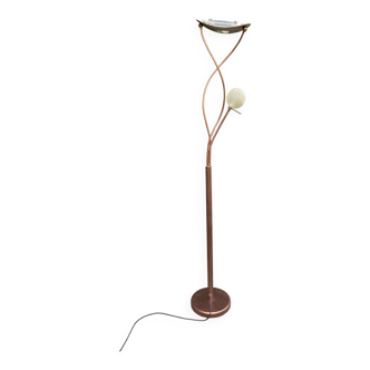 Vintage copper halogen floor lamp with braided arms