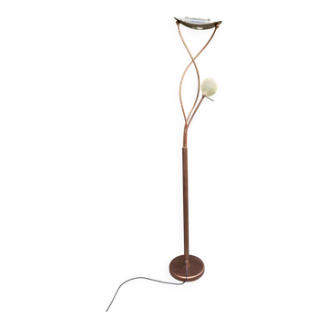 Vintage copper halogen floor lamp with braided arms