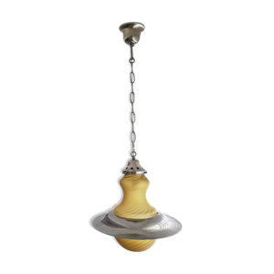 suspension en verre et chrome UFO space age