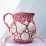 pitcher decanter slurry pink and white fruit decoration