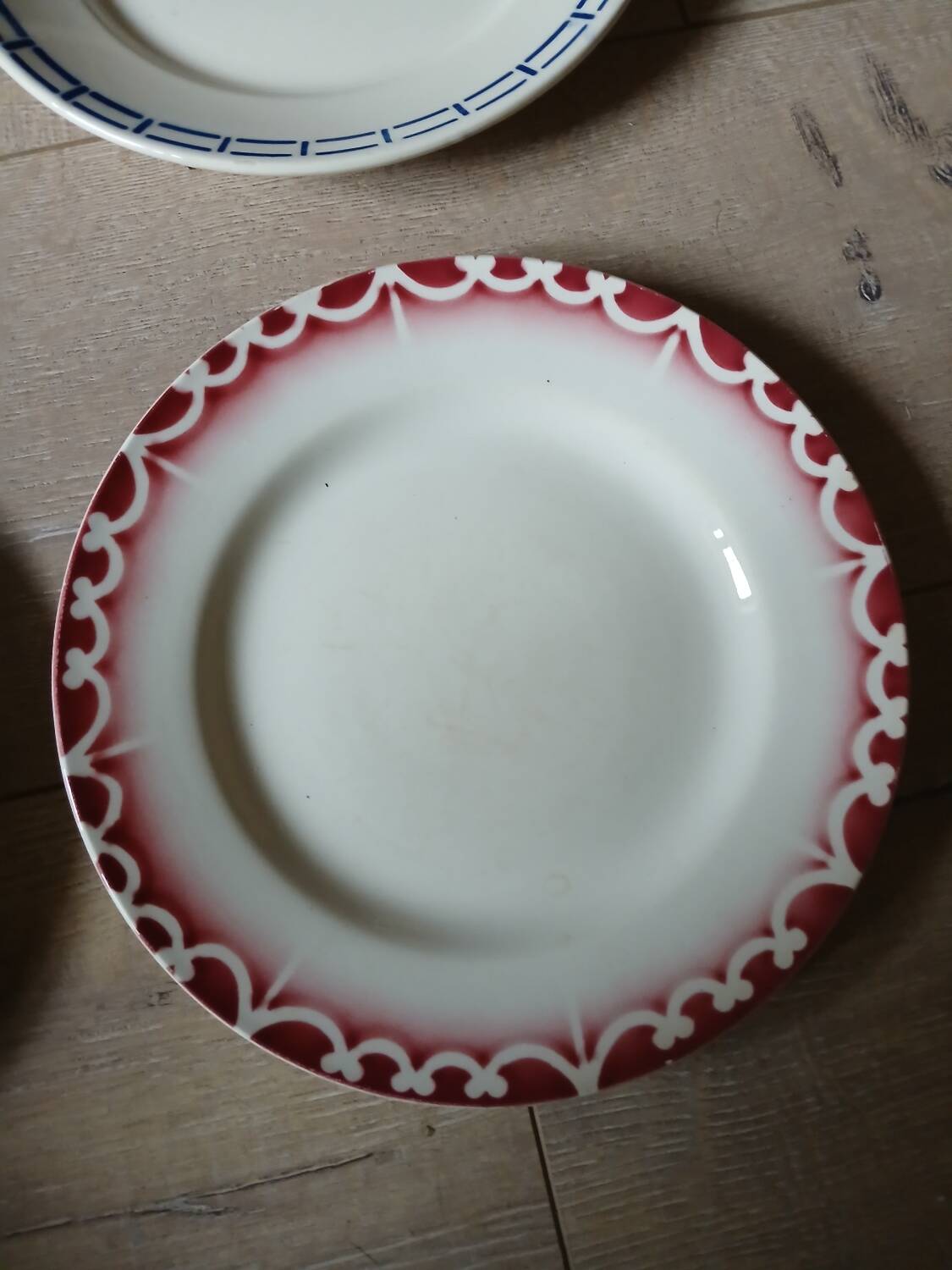 12 mismatched antique dinner plates