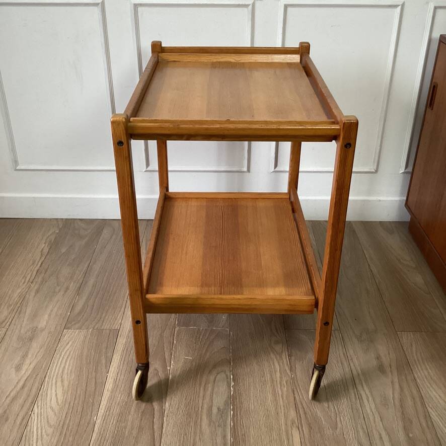 Pine serving trolley