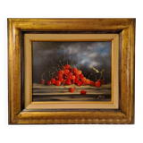 Still life with cherries. Oil on canvas.