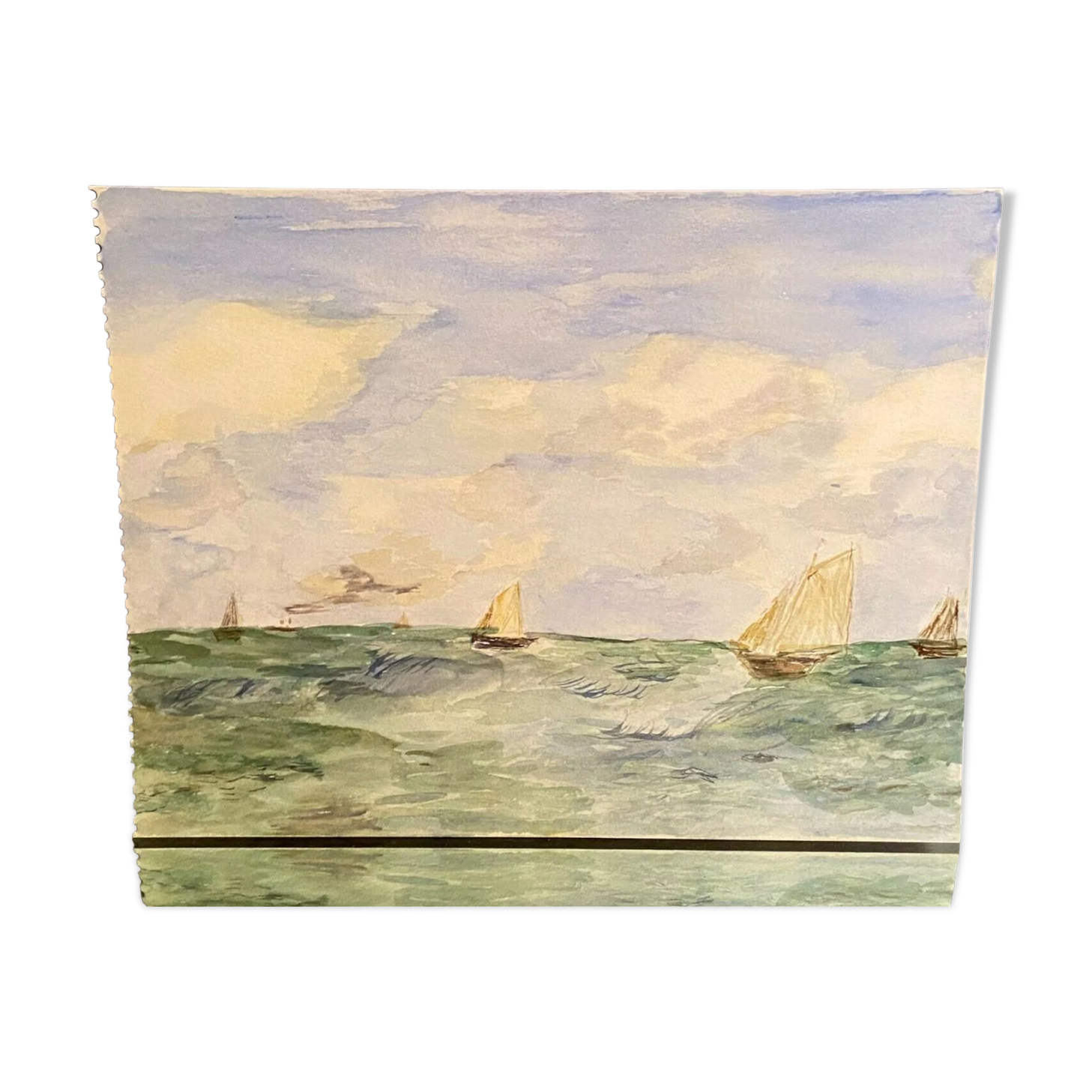 Marine watercolor with sailboats