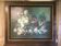 Bouquet fleurs et fruits sur table, composition sur toile 100x120